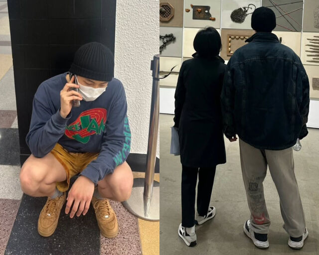 스타일리시한 옷차림으로 미술관에 방문한 모습을 공개했다. /RM 인스타그램