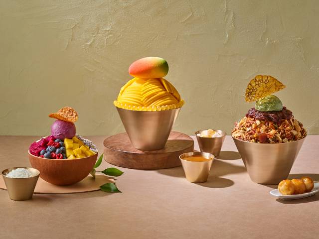 파르나스호텔 프리미엄 빙수 3종. 제일 왼쪽이 이번에 새로 출시한 아사이베리 빙수다. 사진 제공=파르나스