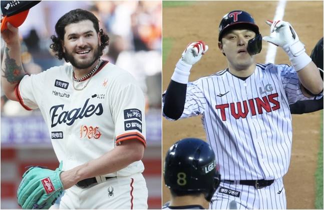 폰세(왼쪽)와 박동원. /사진=한화 이글스, 김진경 스타뉴스 대기자