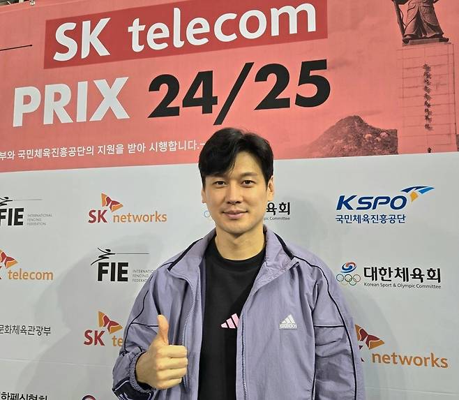 SKT 그랑프리 경기 마치고 인터뷰하는 구본길 [촬영 최송아]