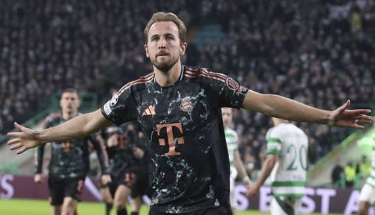 케인이 지긋지긋했던 무관 악연을 끊고 생애 첫 우승을 맛봤다. 케인이 지난 2월 셀틱과의 챔피언스리그 PO 1차전에서 득점 후 세리머니하는 장면. 글래스고=AP/뉴시스