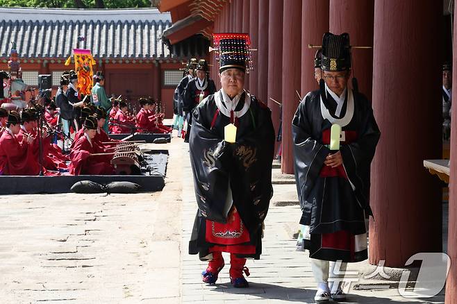 4일 오후 서울 종로구 종묘 정전에서 '종묘대제'가 봉행되고 있다. (공동취재) 2025.5.4/뉴스1 ⓒ News1 민경석 기자
