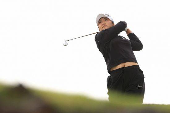 유해란이 블랙 데저트 챔피언십 4라운드 3번 홀에서 티샷을 하고 있다. 아이빈스(미국)=AFP연합뉴스