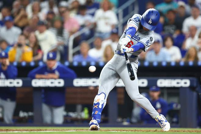 김혜성이 5회초 선두타자로 나가 좌전안타를 터뜨리고 있다. AFP연합뉴스