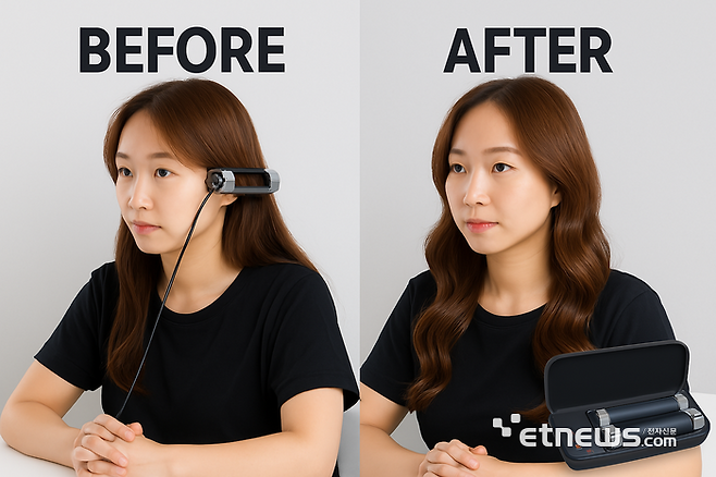 제이뷰티랩의 휴대용 헤어스타일러 모습.