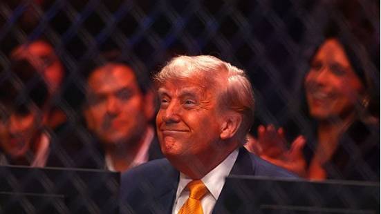 도널드 트럼프 미국 대통령이 12일 플로리다주 마이애미의 카세야 센터에서 열린 UFC 314에 참석했다. [사진=AP/연합뉴스 제공]