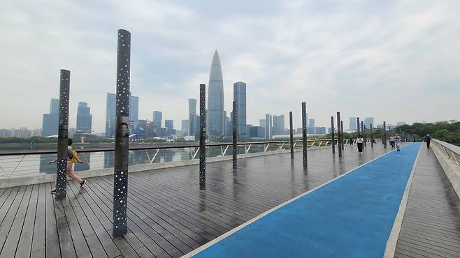 국가인재공원 전경. 각 기둥마다 중국을 빛낸 과학자의 업적이 상세히 기록돼 있다. / 선전=강경주 기자