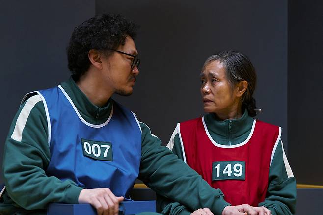 "Squid Game" season 3, with Yang Dong-geun (left) as Yong-sik and Kang Ae-sim as Geum-ja, his mother (Netflix)