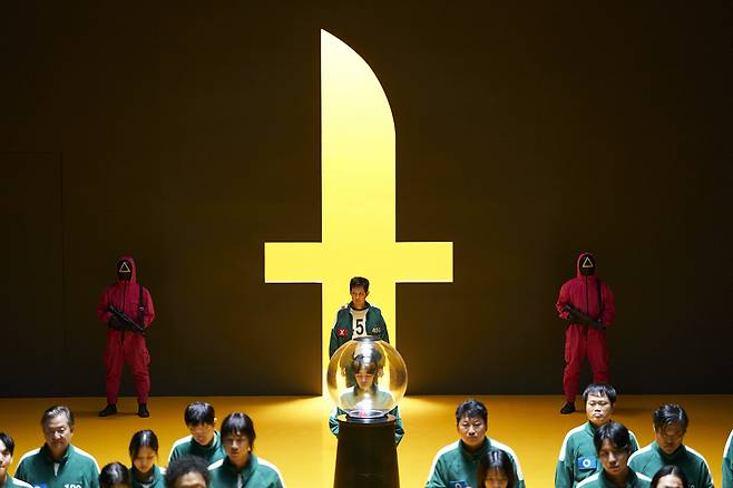 "Squid Game" season 3, with Lee Jung-jae (center) as Gi-hun (Netflix)