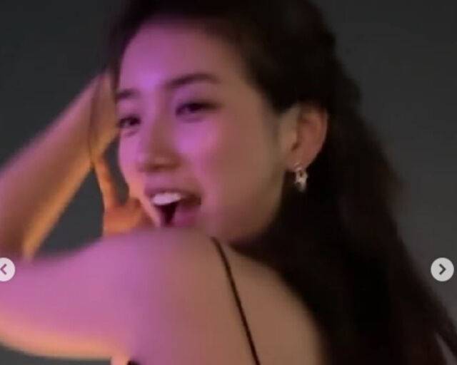 수지가 여행 중 흥을 주체하지 못하고 춤을 췄다. / 수지 소셜미디어 캡처