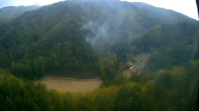 6일 오전 발생한 평창군 대관령면 산불 현장. 동부지방산림청 제공