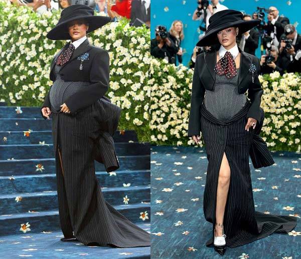 임신 중 ‘2025 멧 갈라’ 행사에​ 참석한 리한나/사진=피플, W Magazine