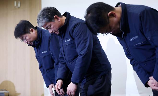 지난 2월 안성의 서울-세종 고속도로 현장 구조물 붕괴 사고 관련 주우정 현대엔지니어링 대표의 기자회견 모습. /사진=뉴시스