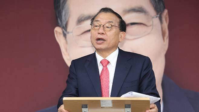 무소속 한덕수 대통령선거 예비후보 캡프 이정현 대변인. 연합뉴스