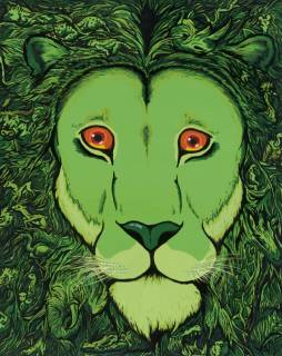 조태성 작가의 작품 ‘사바나의 황제(2024)’. 사자 갈퀴 안에 다양한 동물을 표현했다.