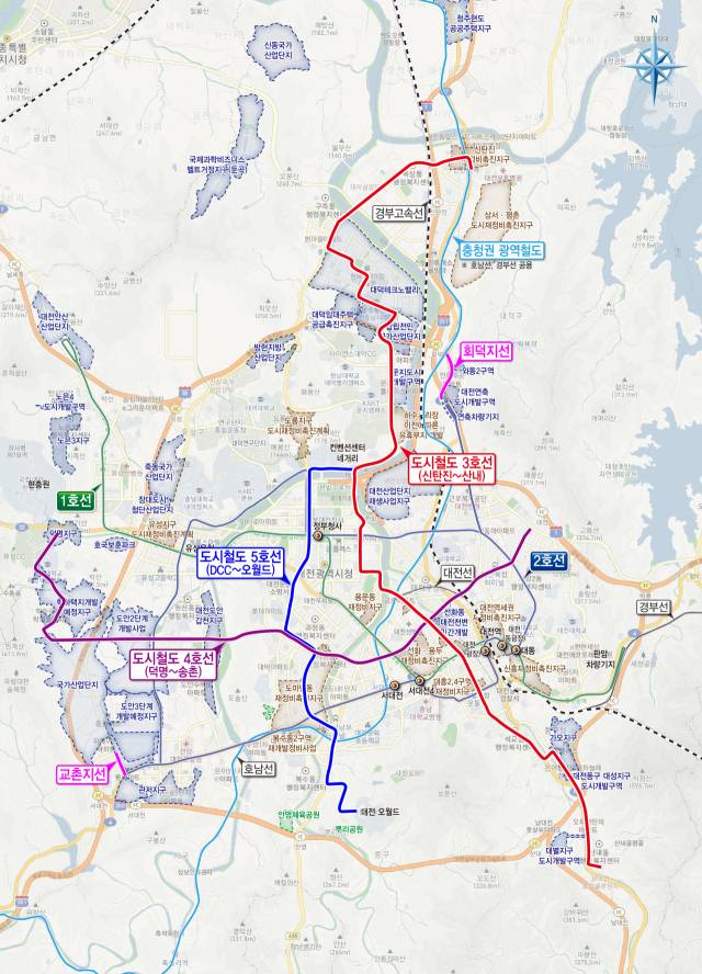 대전 도시철도망 노선도. 대전시 제공.