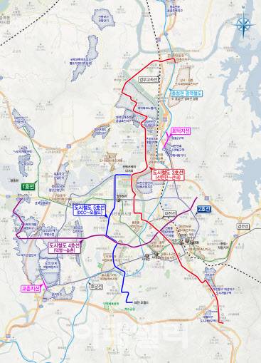 대전 도시철도 3·4·5호선 노선도. (그래픽=대전시 제공)
