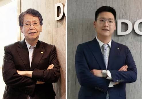 동성제약 2세 경영자인 이양구 회장(왼쪽)과 3세 나원균 대표./동성제약 제공