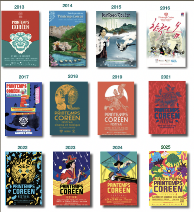 Poster collection of the 12 editions of Korean Spring (Korean Spring Association of Nantes)