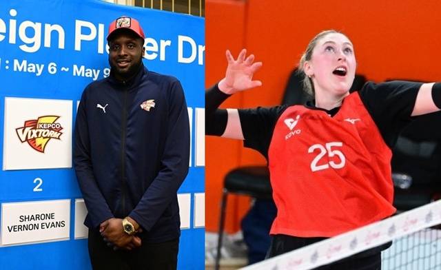 한국전력이 지명한 에번스(왼쪽)와 현대건설이 지명한 가이스버거. KOVO 제공