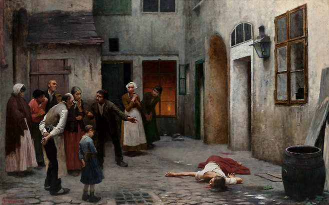 Jakub Schikaneder [Murder in the House], 1890 ©National Gallery Prague