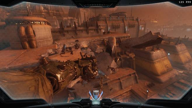 둠: 더 다크 에이지스의 거대 로봇 '아틀란' 전투 [게임 화면 캡처]