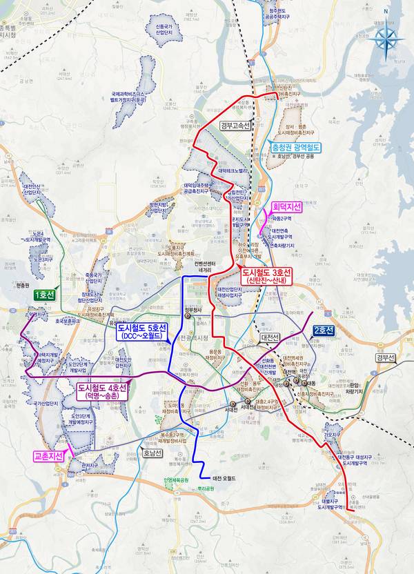 ▲ 대전 도시철도망 노선도. 대전시 제공