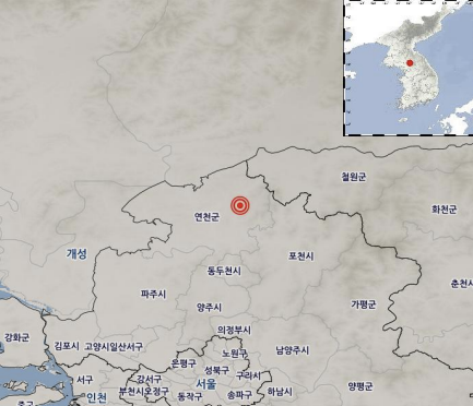 지난 10일 일어난 지진 발생 지역. 기상청 제공