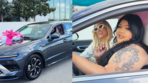 곤잘레스에게 새 자동차를 선물한 패리스 힐튼. 틱톡 캡처