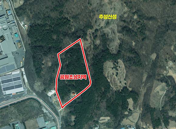 추성산성 주변 공원조성지역. [사진=증평군청]