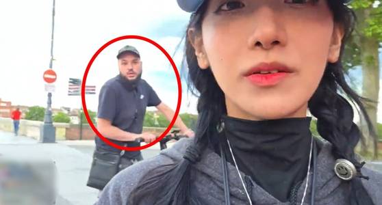 Twitch streamer Jinnytty was on a livestream in Toulouse, southern France on May 7 when a man verbally and physically attacked her. [SCREEN CAPTURE]