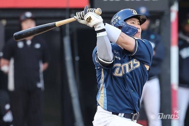 11일 두산 더블헤더 2차전에서 반등의 계기를 마련한 박세혁. 사진=NC 제공