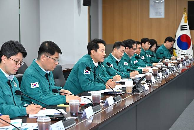 오세훈 시장이 ‘2025년 풍수해 안전대책 추진현황 보고회’에서 발언하고 있다. [서울시 제공]