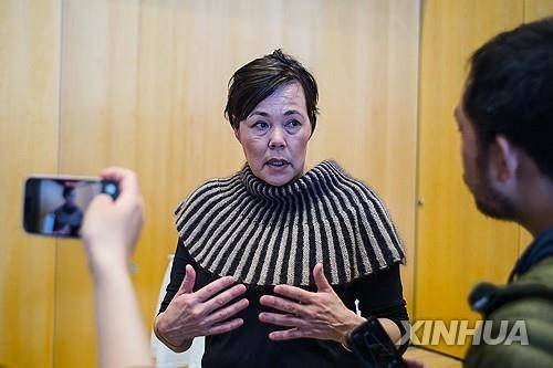 비비안 모츠펠트 덴마크령 그린란드 자치정부 외무장관 (덴마크령 그린란드 누크 신화=연합뉴스) 2025년 3월 28일 덴마크령 그린란드의 수도 누크에서 그린란드 자치정부 외무장관이 신화통신과 인터뷰를 하고 있다. (Xinhua/Peng Ziyang) 2025.5.12.
