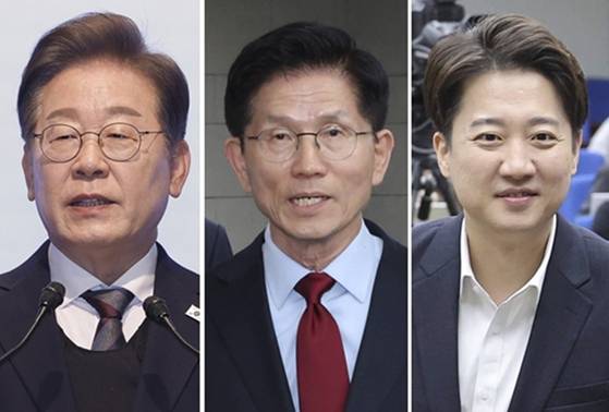 대선 후보들. 왼쪽부터 이재명, 김문수, 이준석. 〈사진=연합뉴스〉