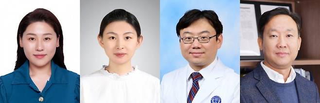(왼쪽부터) 교진 연세대 생명공학과 연구원, 짱커룬 연구원, 박창욱 세브란스병원 피부과 교수, 신용 연세대 생명공학과 교수. 연세대 제공.