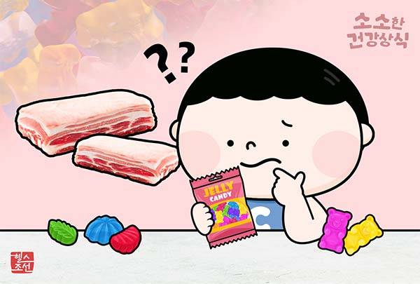 젤리를 만들 때 쫀득한 식감을 내기 위해 돼지나 소에서 추출해 만드는 젤라틴이 들어간다./그래픽=헬스조선DB