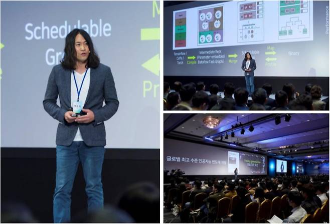 퓨리오사AI 백준호 대표가 2021년 네이버 개발자 콘퍼런스 '데뷰'서 발표를 하고 있다. 사진=네이버