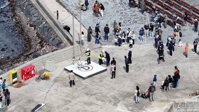 ▲드론 배송 현장.ⓒ제주도