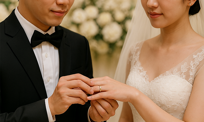 결혼하고 싶어하는 미혼 비율이 늘어난 것으로 조사됐다. 결혼이 늘면 출생아 수도 증가하는 경향을 보인다. 챗GPT 이미지 생성