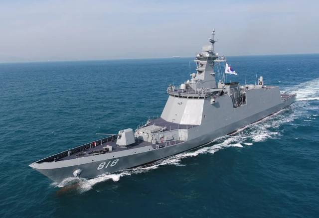 한화오션이 건조한 울산급 Batch-II(대구급) 호위함 1번함(FFG-818)인 ‘대구함’. 사진 제공=해군