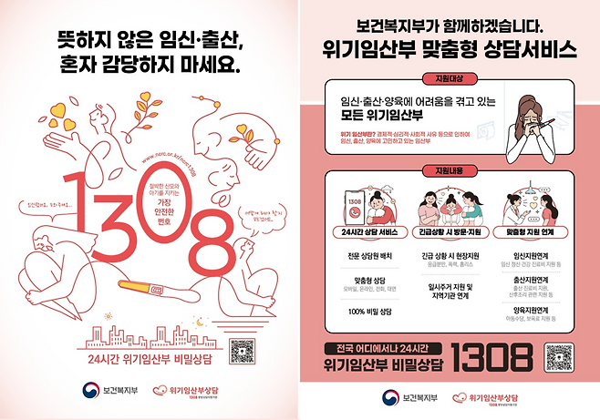 위기임산부 상담번호 1308 홍보 포스터 ⓒ보건복지부