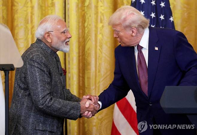 트럼프 미국 대통령(오른쪽)과 모디 인도 총리 [로이터 연합뉴스 자료사진. 재배포 및 판매 금지]