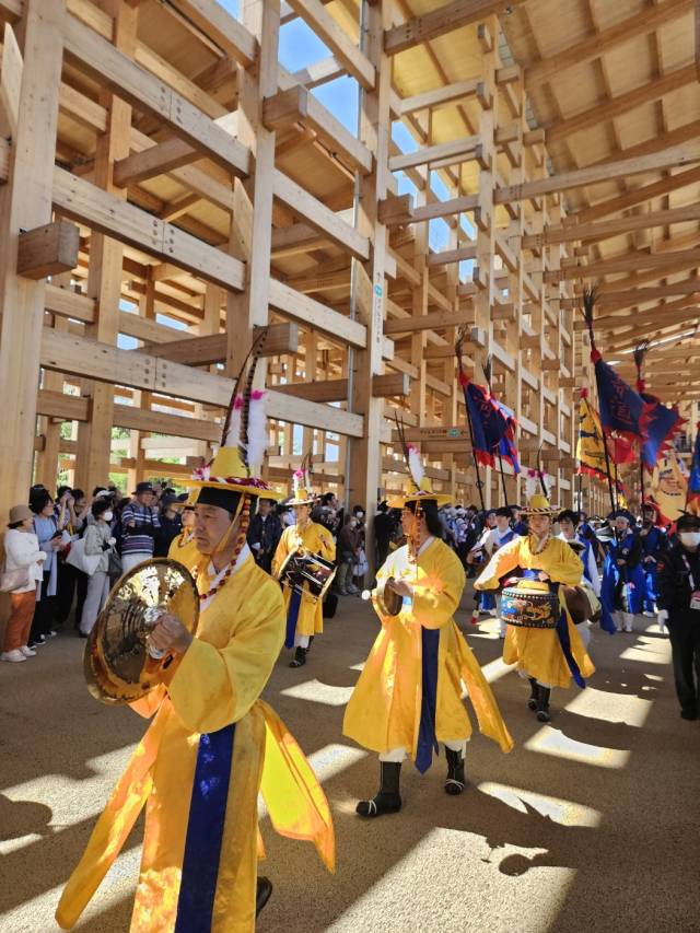 취타대는 웅장하고 강한 소리로 엑스포 행사장 전체를 압도했다. 김효정 기자