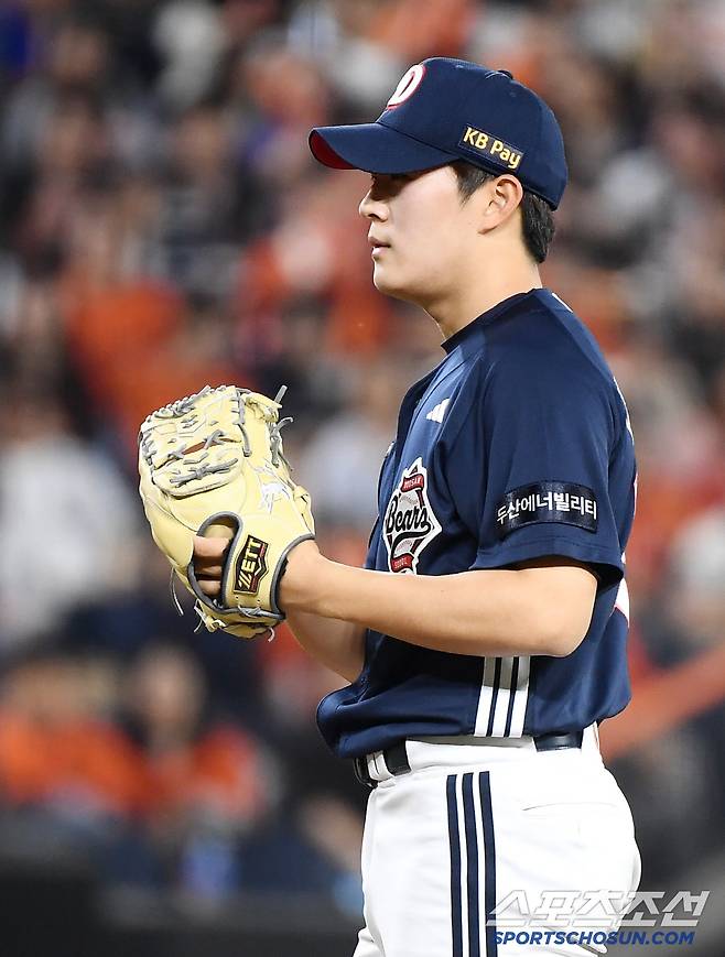 14일 대전 한화생명볼파크에서 열린 두산-한화전. 8회말 등판한 김택연이 투구를 준비하고 있다. 대전=정재근 기자 cjg@sportschosun.com/2025..5.14/