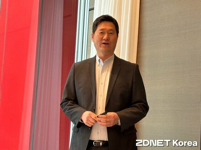 이효은 카스퍼스키 한국지사장이 14일 서울 여의도 페어몬트호텔에서 열린 기자간담회에서 발표하고 있다.(사진=유혜진 기자)