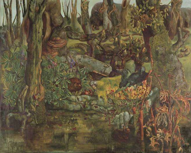 김종남(마나베 히데오), 〈수변(水邊)〉, 1941, 캔버스에 유화 물감, 1235x161cm, 이타바시구립미술관