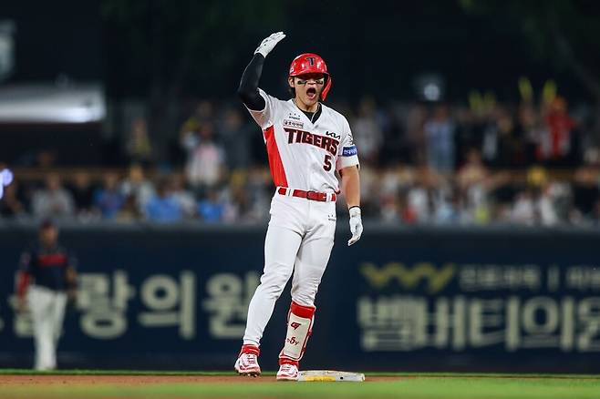 ▲ 13일 광주 롯데전에서 귀중한 결승타로 팀을 위기에서 구해낸 김도영 ⓒKIA타이거즈