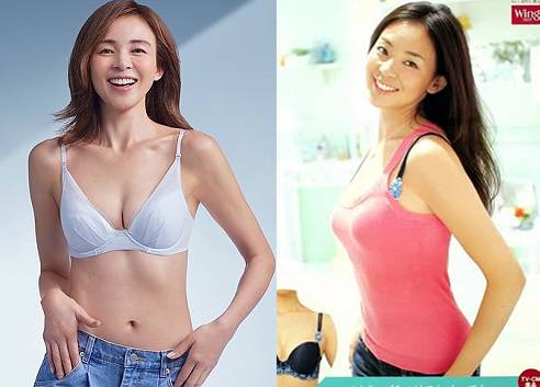최근 속옷모델로 컴백한 야노시호(왼쪽)과 20년전 광고 당시의 모습. 출처|SNS