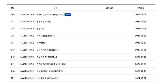 역사와 전통을 자랑하는 국정원 퀴즈
